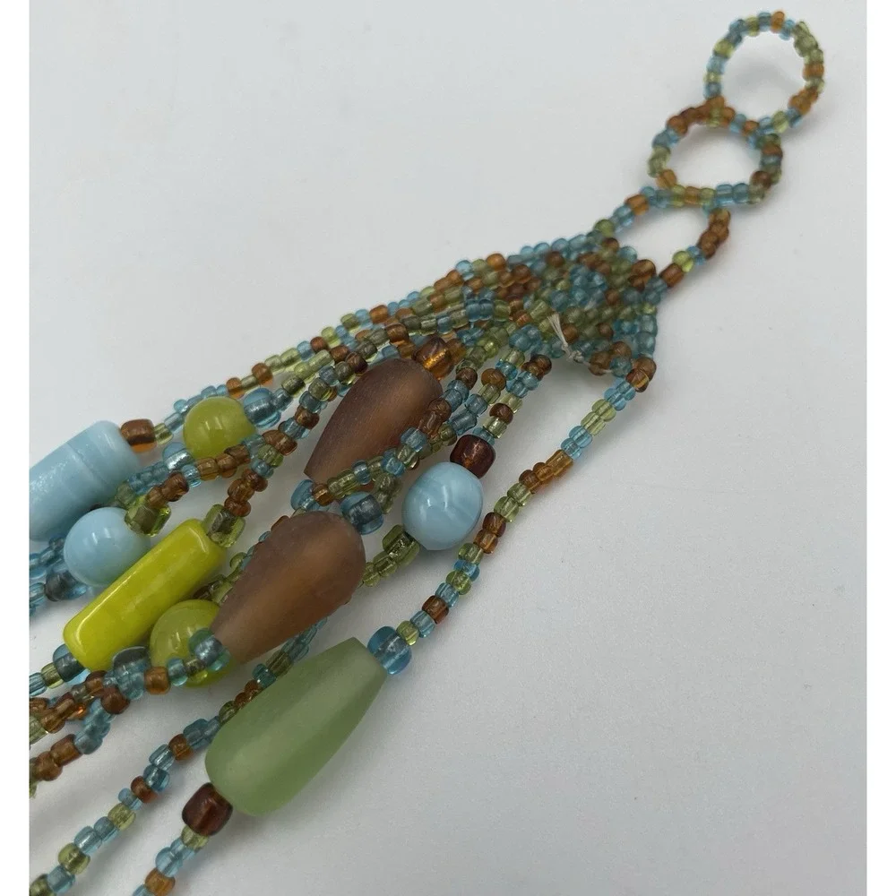 Artisan Beaded Bracelet Multi Strand Blue Green Brown 8